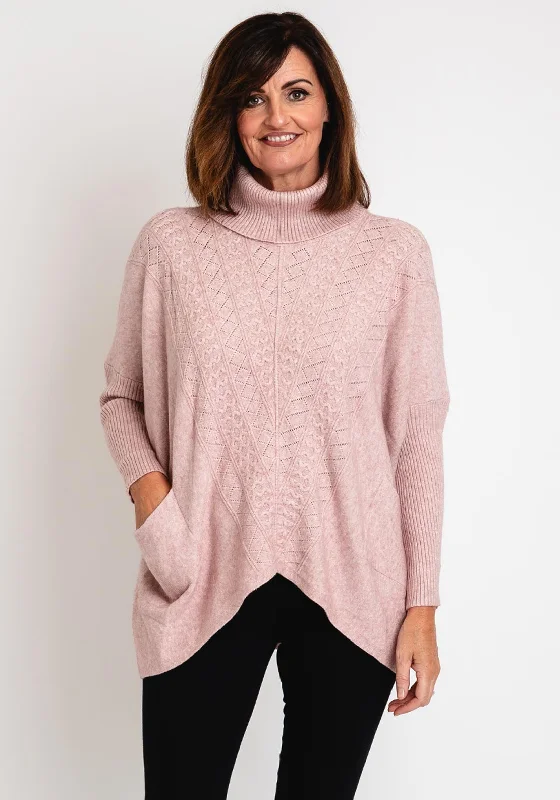 Serafina Collection Cable Knit Jumper, Blush PinkKnit Lace