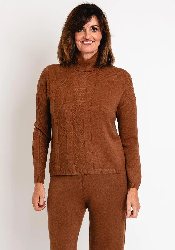 Serafina Collection Cable Knit Jumper, CoffeeKnit Embroidered