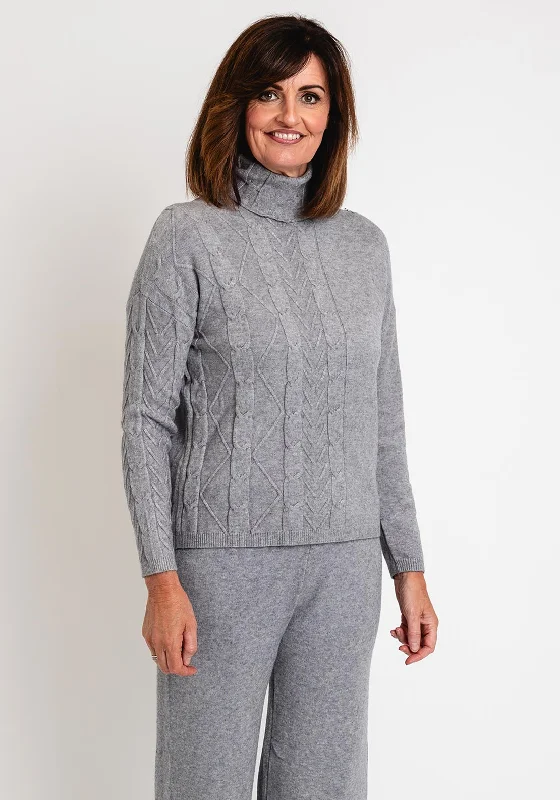 Serafina Collection Cable Knit Jumper, GreyKnit Beaded