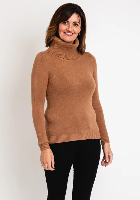 Serafina Collection Light Weight Roll Neck Sweater, CamelKnitted Casual