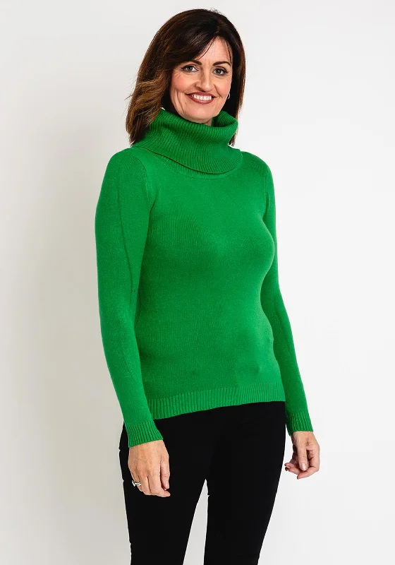 Serafina Collection Light Weight Roll Neck Sweater, GreenKnit Formal