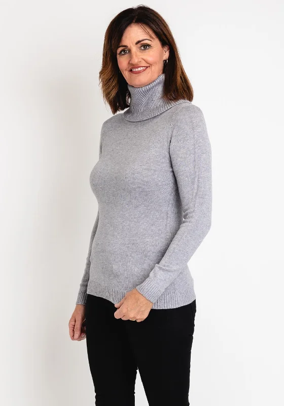 Serafina Collection Light Weight Roll Neck Sweater, GreyKnit Top