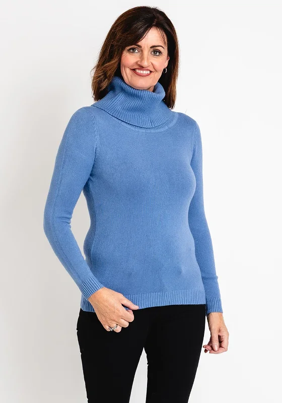 Serafina Collection Light Weight Roll Neck Sweater, IndigoKnitted Top