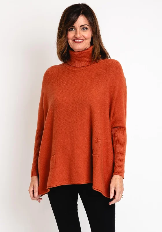 Serafina Collection Buttoned Side Knit Sweater, OrangeKnitted Graphic