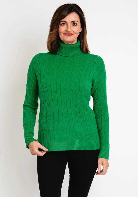 Serafina Collection Cable Knit Sweater, GreenKnit Floral