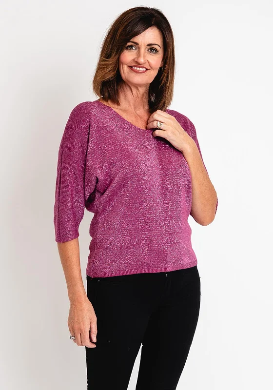 Serafina Collection One Size Fine Knit Sweater, PinkKnitted Long Sleeve