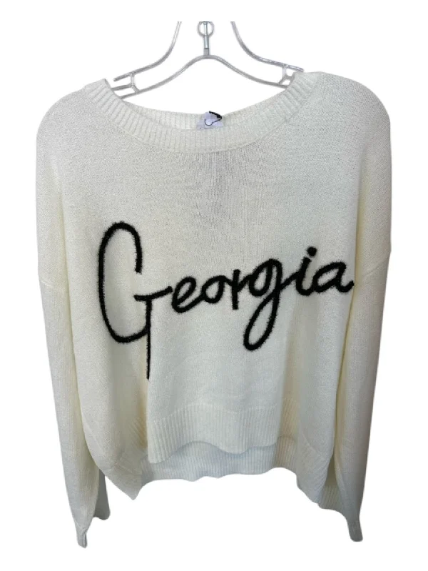 Mohair Knit TopsLe Lis Size M Cream & Black Acrylic Knit UGA Sweater