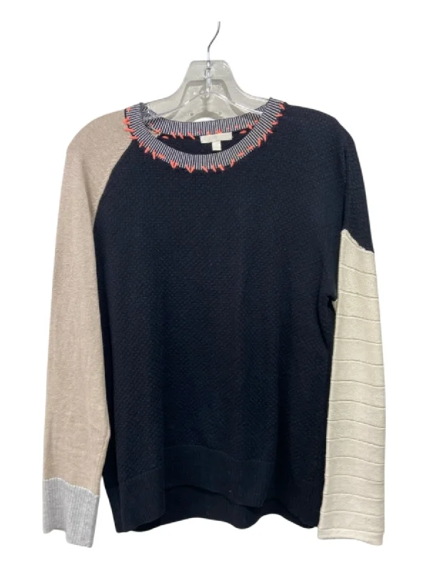 Urban Knit TopsLisa Todd Size S Black & Cream Cotton & Cashmere Blend Whipstitching Sweater