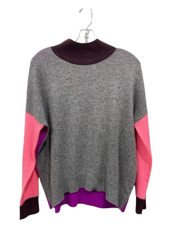 Hip-Hop Knit TopsLisa Todd Size S Gray & Purple Cashmere Speckled color block turtle neck Sweater