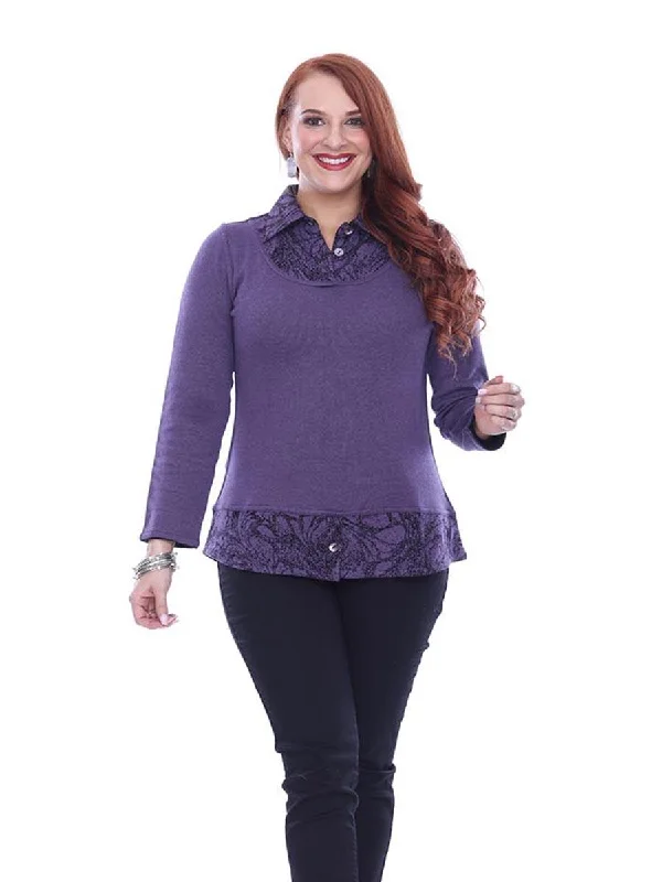 Fitted Knit TopsLucy Reversible Layered Top, Purple