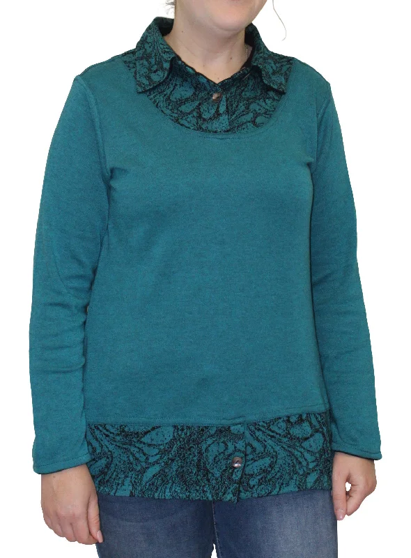 Cable Knit TopsLucy Reversible Layered Top, Teal