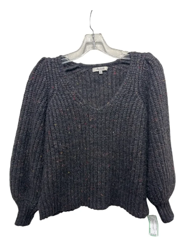 Oversized Knit TopsMadewell Size XS Charcoal Wool, Acrylic, Polyamide Neppy Puff Sleeves Sweater