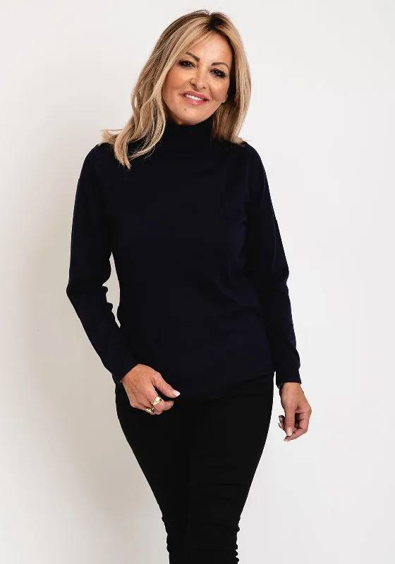 Micha Polo Neck Sweater, NavyKnit Turtleneck