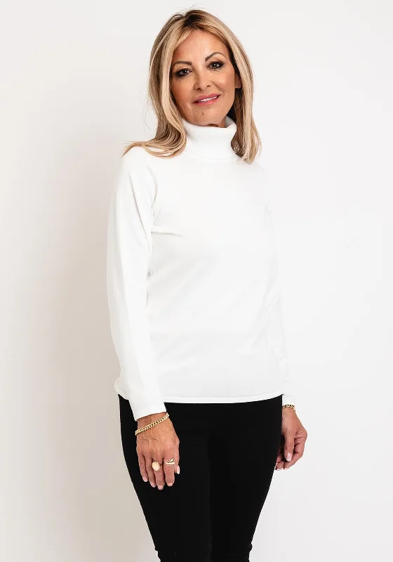 Micha Polo Neck Sweater, WhiteKnit V-Neck