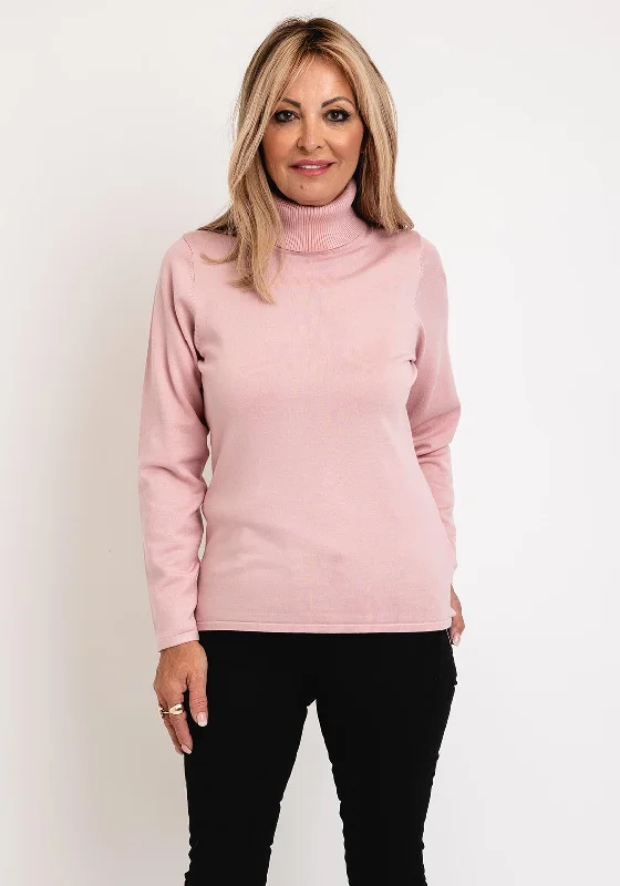 Micha Polo Neck Sweater, Rose PinkKnitted Turtleneck