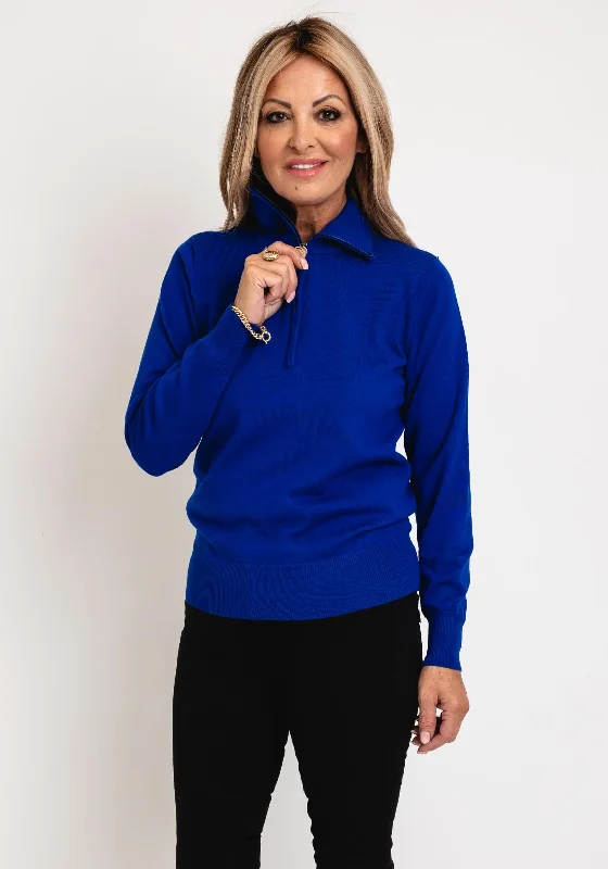 Micha Zip Funnel Neck Sweater, Royal BlueKnit Zip-Up