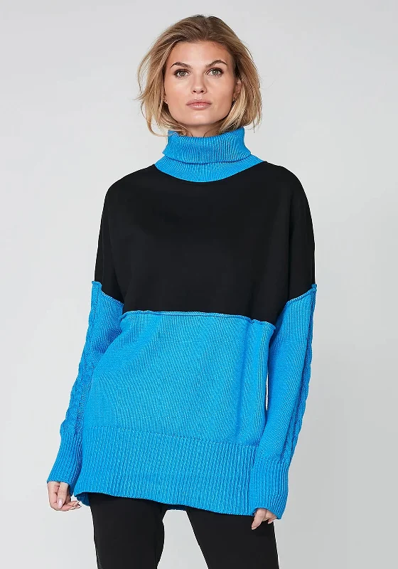 Nu Denmark Ramone Long Knit Jumper, Black & BlueKnitted Cable