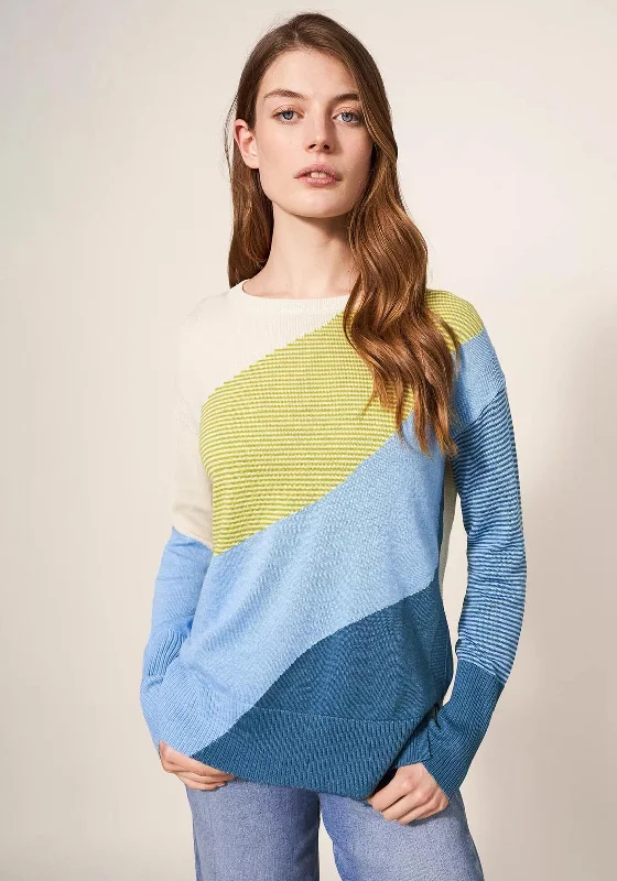 White Stuff Olive Colour Block Sweater, Blue MultiKnitted Jumper