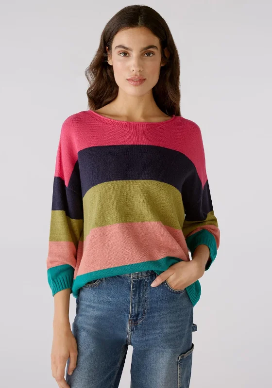 OUI Round Neck Striped Knit Sweater, MultiKnitted Tank