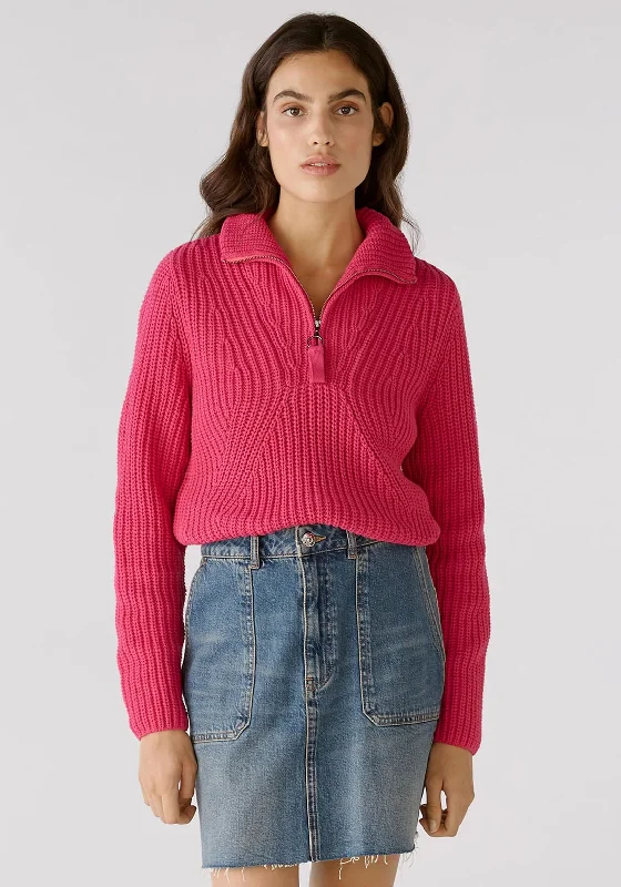 OUI High Neck Half-Zip Knit Jumper, PinkKnit Vest