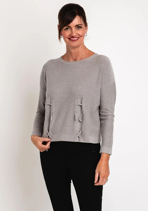 Natalia Collection Draw String Sweater, TaupeKnit Chunky