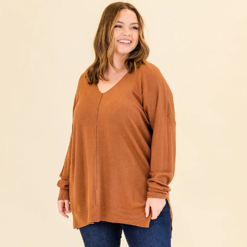 Turtleneck Knit TopsPerfect For Outside Sweater, Heather Deep Camel