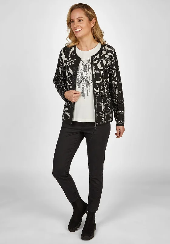 Rabe Multi Print Knit Jacket, BlackKnitted Button-Up