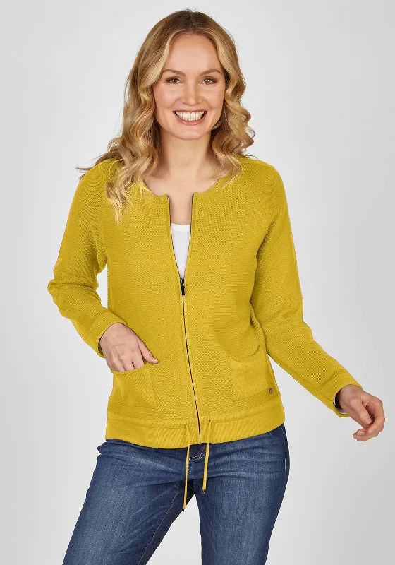 Rabe Drawstring Hem Knit Jacket, YellowKnit Button-Up