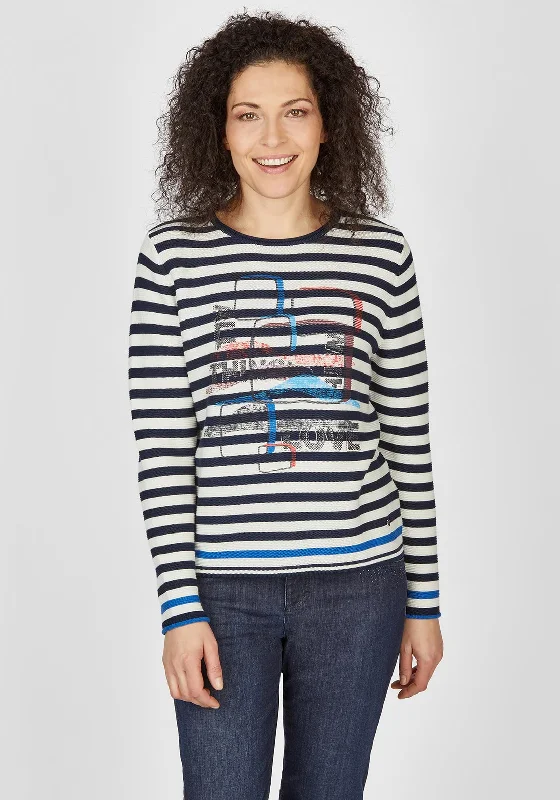 Rabe Stripes & Fade Print Sweater, Navy MultiKnitted Polka Dot