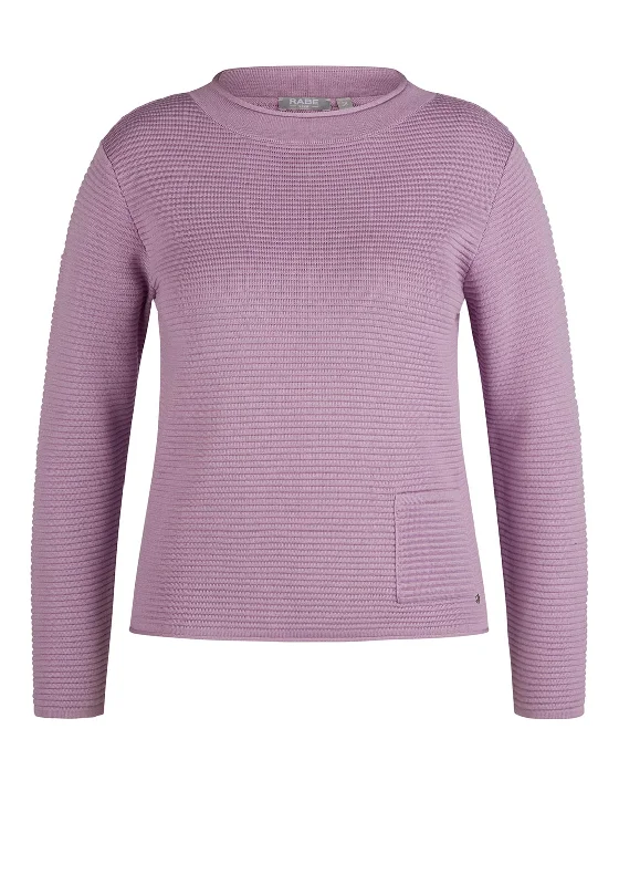 Rabe Round Neck Ribbed Sweater, VioletKnitted Loose