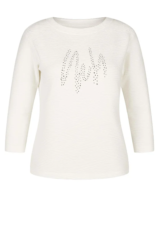 Rabe Rhinestone Detail Ribbed Sweater, Off-WhiteKnitted Oversized