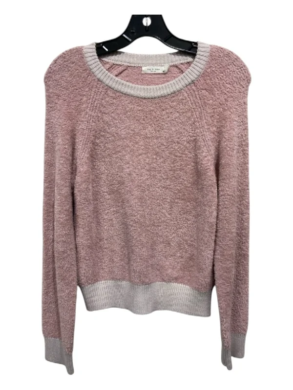 Travel Knit TopsRag & Bone Size S Pink Cotton & Nylon Fuzzy Crew Neck Sweater