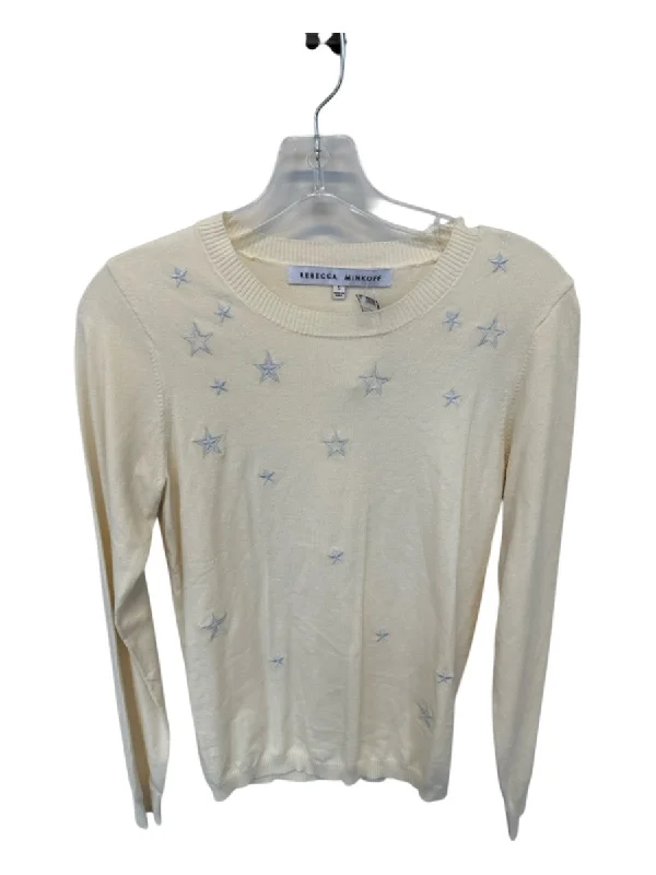 Hiking Knit TopsRebecca Minkoff Size S Cream & Gray Viscose Blend Long Sleeve stars Sweater