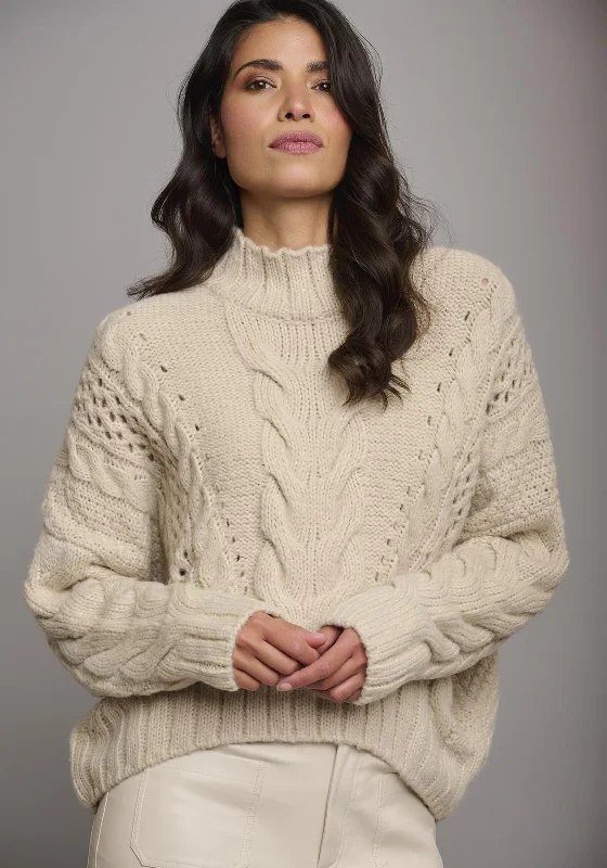 Rino & Pelle Kelson Cable Knit Sweater, Blanc BeigeKnit Long Sleeve