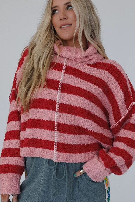 Layered Knit TopsRuby Striped Turtleneck Top - Coral Multi