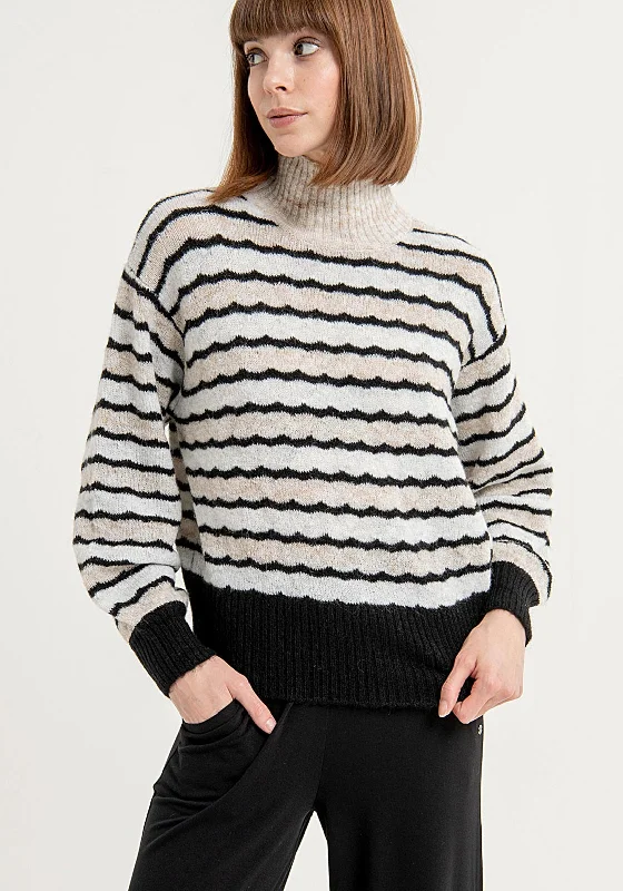 Surkana High Neck Striped Knit Sweater, MultiKnit Spring