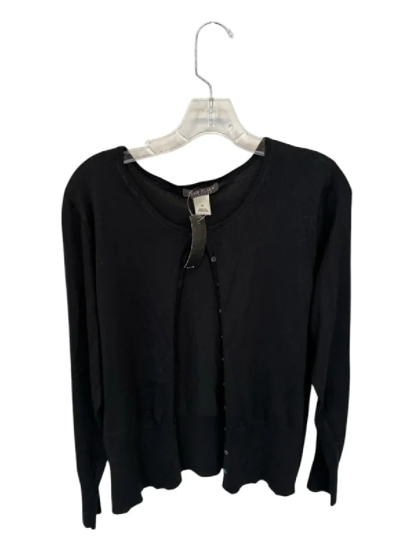 Running Knit TopsSigrid Olsen Size XL Black Silk & Modal Buttons Sweater