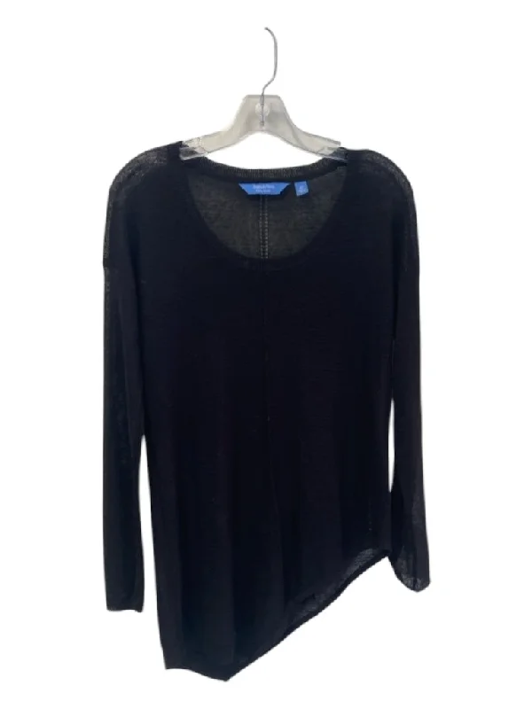 Silk Knit TopsSimply Vera Size XS Black Cotton Rib Knit Light Weight Sheer Long Sleeve Sweater