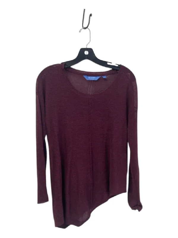 Linen Knit TopsSimply Vera Size XS Burgundy Cotton Rib Knit Light Weight Sheer Sweater