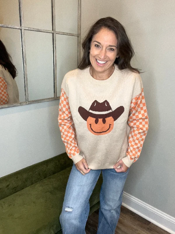 Hip-Hop Knit TopsSmiley Cowboy Sweater