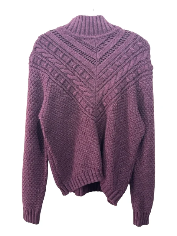 Travel Knit TopsSplendid Size L Plum Purple Cotton Blend Mock Neck Rib Knit Sweater