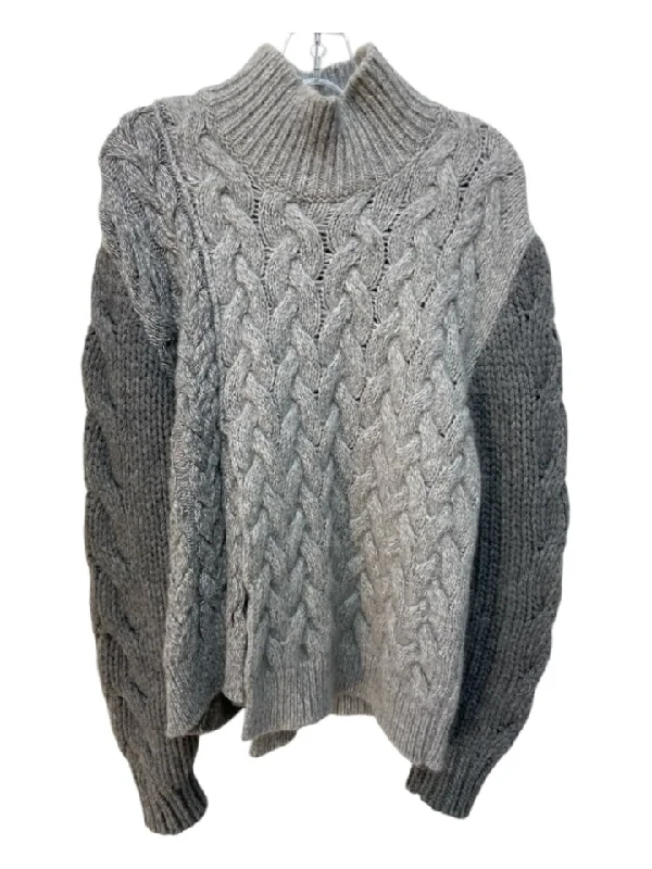 High-Fashion Knit TopsStella McCartney Size M/44 Gray Wool Blend Cable Knit Chunky Slit Sweater