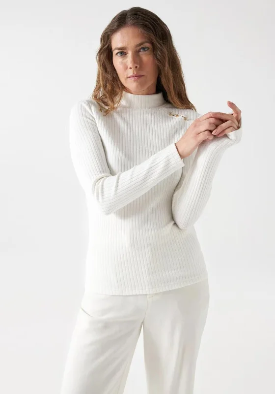 Salsa Metallic Applique Knit Jumper, PearlKnitted Oversized