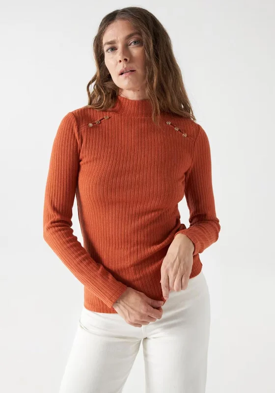 Salsa Metallic Applique Knit Jumper, OrangeKnit Oversized