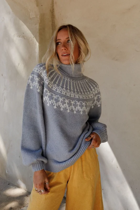 Alpaca Knit TopsVaiana Turtleneck Sweater - Blue