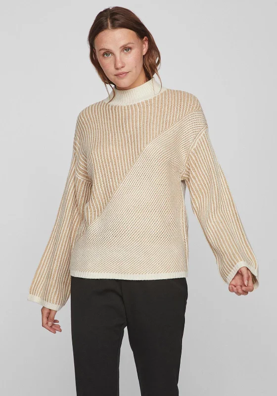 Vila Dubline High Neck Knit Sweater, CornstalkKnitted Summer