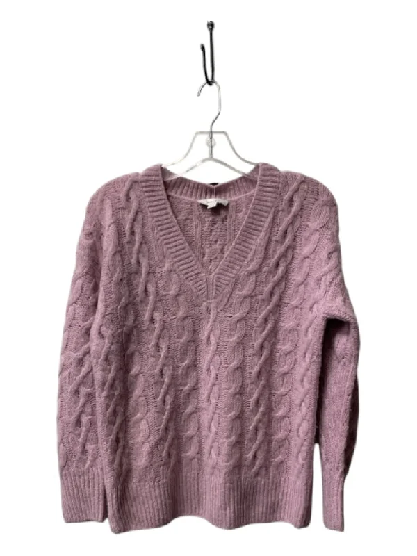 Artist Knit TopsVince Size XXS Blush Alpaca Blend Cable Knit V Neck Ribbed Accents Sweater