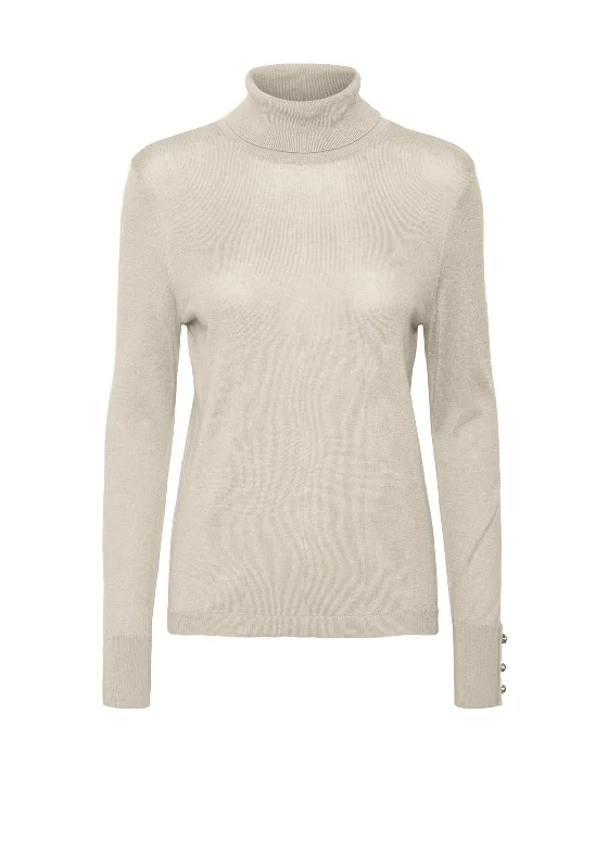 Vero Moda Milda Roll Neck Button Sleeve Sweater, BirchKnit Crewneck