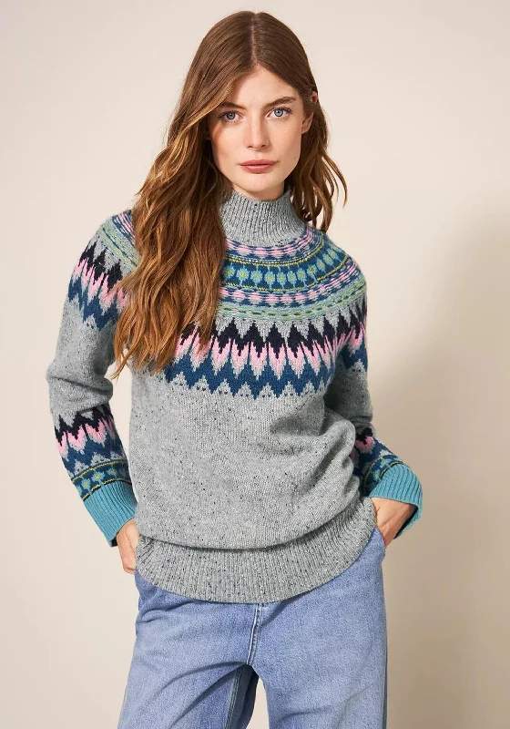 White Stuff Izzy Fairisle Jumper, Grey MultiKnitted Floral