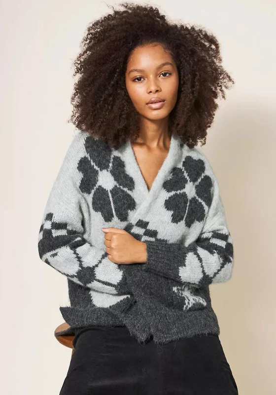 White Stuff Nordic Forest Wool Cardi, Grey MultiKnitted Textured